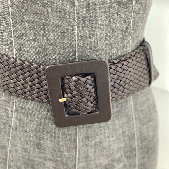 Yves Saint Laurent Brown Basket Weave Woven Belt YSL One Size Fits All Wide Belt - Picture 2 of 5